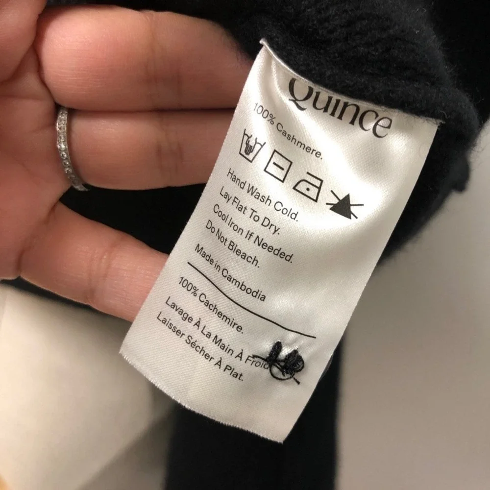 Quince Cardigan Womens Large Black Mongolian Cashmere Structured Minimalist